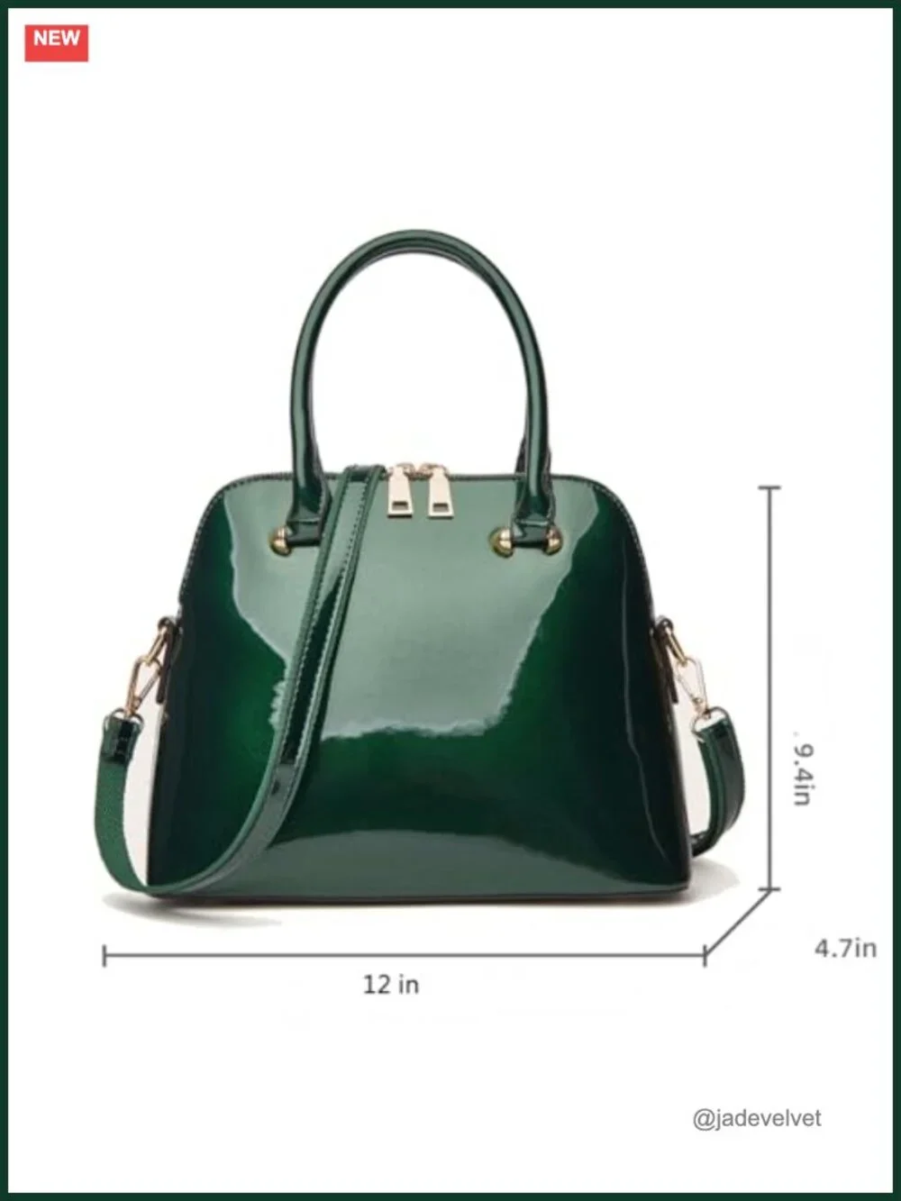 Patent Leather Dome Satchel Purse Zip-around Handbag Large Top-handle Shoulder
